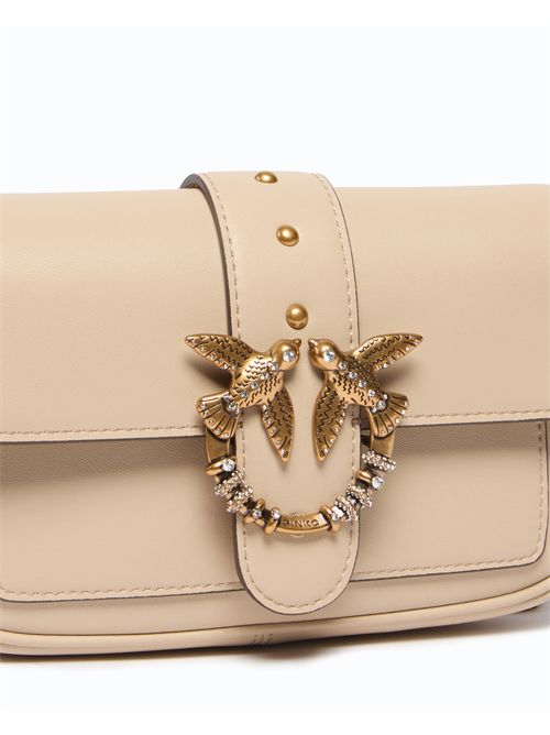 Borsa a spalla piccola Love Bag Pocket in pelle con fibbia gioiello PINKO | 107072A0F1/C50Q